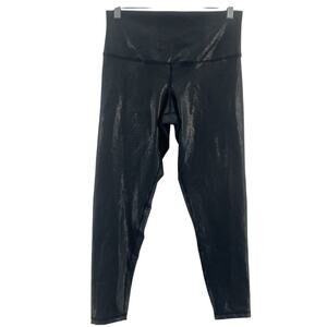 DYI Black Metallic Snakeskin Print Activewear Leggings Women’s L Poly Blend